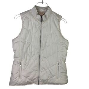 Tommy Bahama Womens Active Reversible Puffer Vest Size S White/Beige Palm Leaves